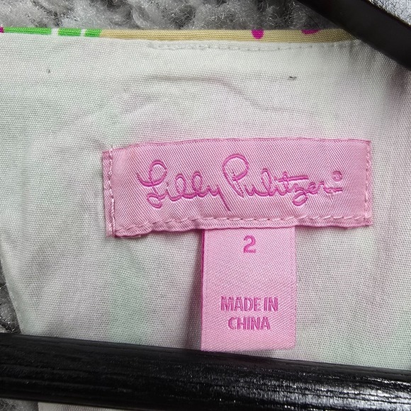 Lilly Pulitzer Dress Womens 2 Pink Green Lined‎ Floral Colorful Resort Vacation - Picture 5 of 12